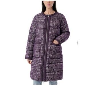 Bernardo Women's Purple Plum Puffer Tweed Jacket XL
